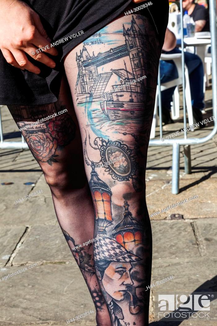England, London, London Tattoo Convention, Tattoo Detail depicting London  Landmarks, Stock Photo, Picture And Rights Managed Image. Pic. H44-30028346  | agefotostock