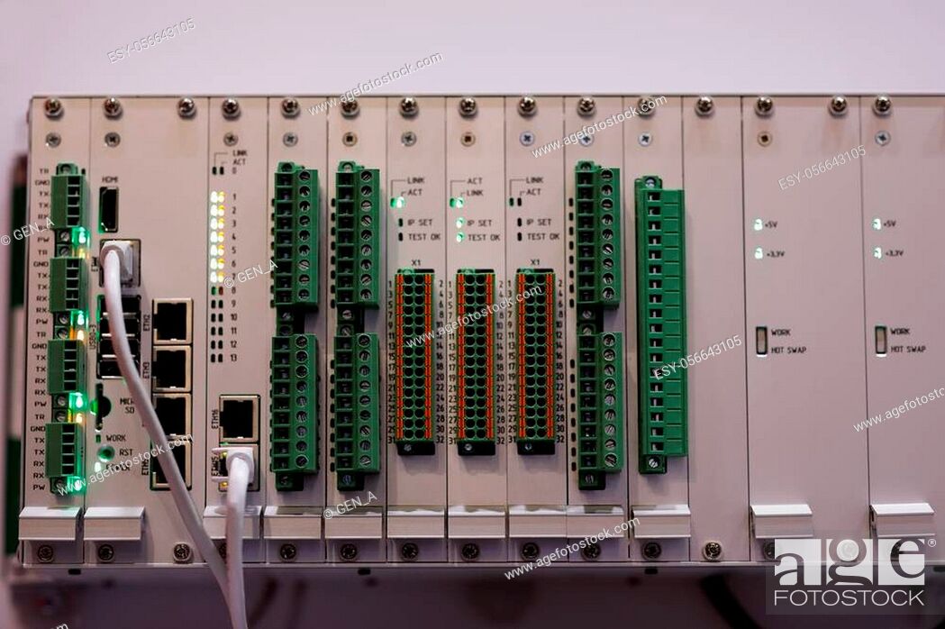 Stock Photo: Modular industrial automation and control system. Selective focus.