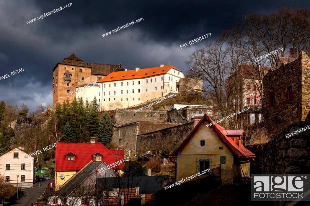 Stock Photo: Baroque Chateau and Gothic Castle in ancient town Becov nad Teplou, Czech Republic.