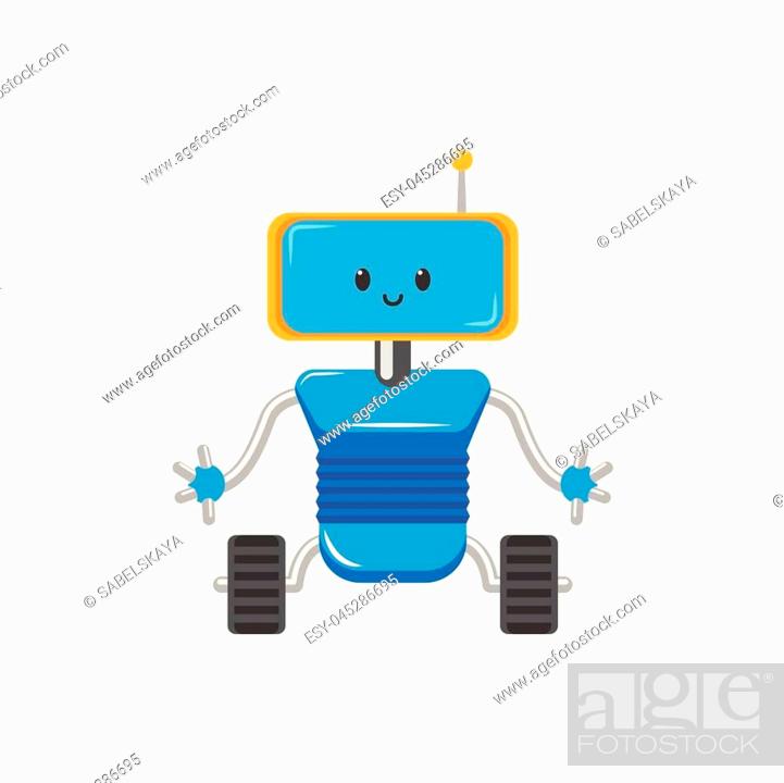 vector flat cartoon funny friendly robot. Humanoid male character with  rollers or wheels - legs, Stock Vector, Vector And Low Budget Royalty Free  Image. Pic. ESY-045286695 | agefotostock