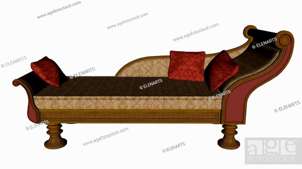 enchufe ensayo Buen sentimiento Meridienne, vintage sofa or bed isolated in white background - 3D render,  Foto de Stock, Imagen Low Budget Royalty Free Pic. ESY-047069845 |  agefotostock