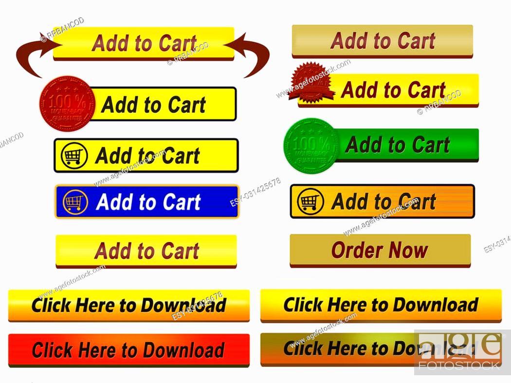 Stock Photo: A set of ready to use Add to Cart buttons in different styles.