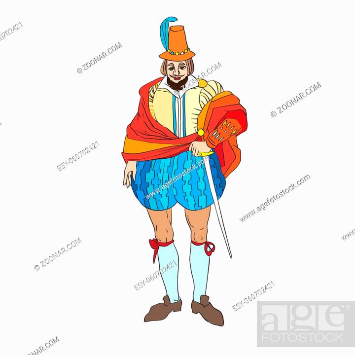 Fictional outfit inspired by a Renaissance costume, hand drawn cartoon  illustration isolated on..., Stock Photo, Picture And Low Budget Royalty  Free Image. Pic. ESY-060702421 | agefotostock