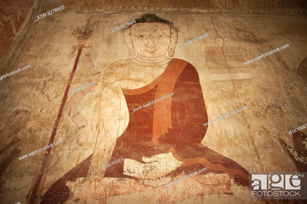 Stock Photo: Fresco of the Buddha, Sulamani temple, Old Bagan village area, Mandalay region, Myanmar, Asia.
