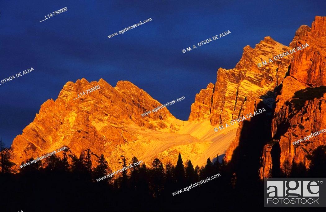 Stock Photo: Mount Pelmo (3168 m), Forcella Staulanza (1773 m), Dolomites, Italy.