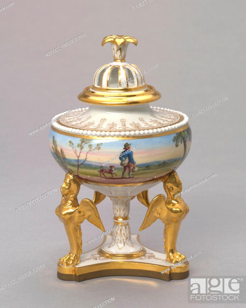 Stock Photo: Urn and cover, c. 1815. Flight, Barr and Barr (British). Artificial porcelain; overall: 18.6 x 11.4 cm (7 5/16 x 4 1/2 in.).