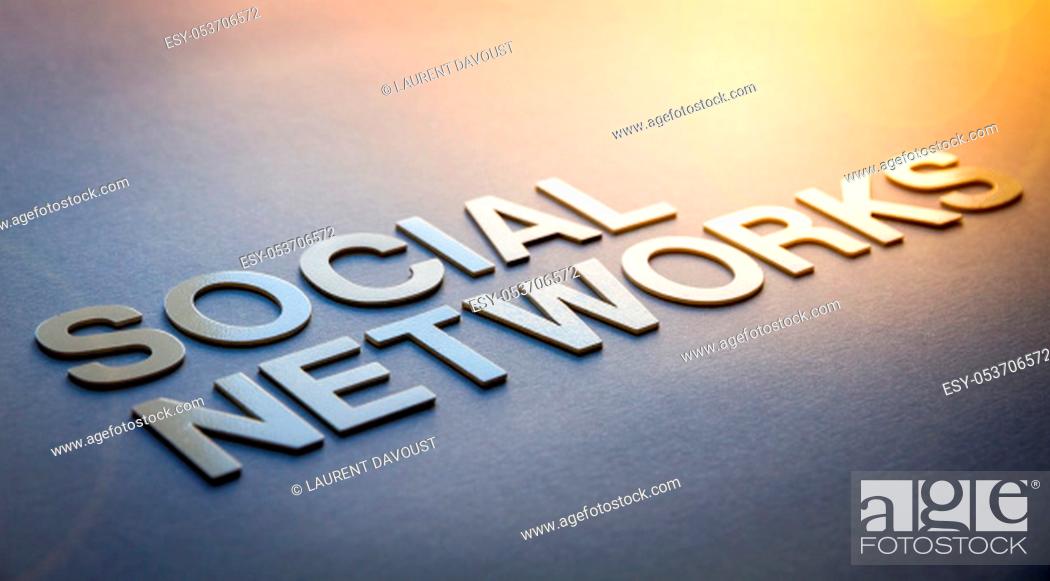 Stock Photo: Word social networks written with white solid letters on a board.