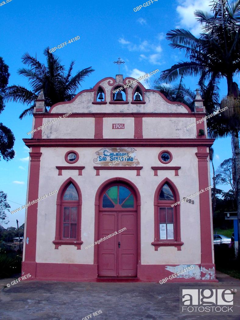 Photo de stock: Centennial church Consecrated São Sebastião, São Sebastião Community, Ilha do Bororé, São Paulo, Brazil.