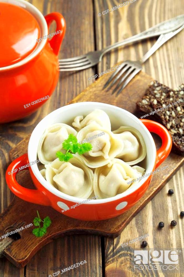Stock Photo: Dumplings with meat.