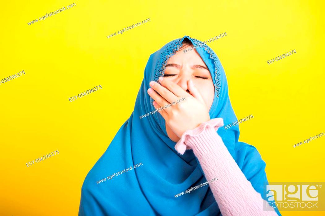 Asian Muslim Arab, Portrait of happy beautiful young woman Islam religious  wear veil hijab funny she..., Stock Photo, Picture And Low Budget Royalty  Free Image. Pic. ESY-056596375 | agefotostock
