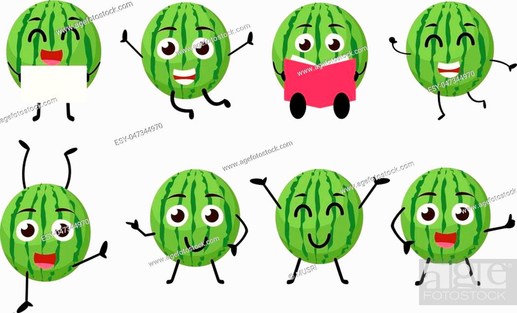 vector illustration of Happy Watermelon Cartoon Character, Stock Vector,  Vector And Low Budget Royalty Free Image. Pic. ESY-047344970 | agefotostock