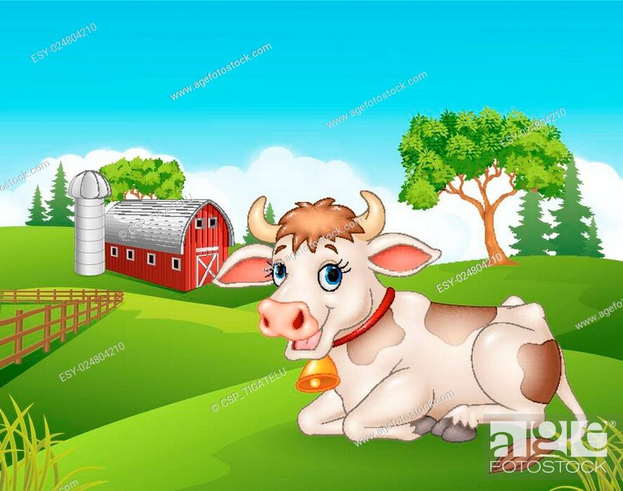 Cartoon cow sitting in the farm, Stock Vector, Vector And Low Budget  Royalty Free Image. Pic. ESY-024804210 | agefotostock