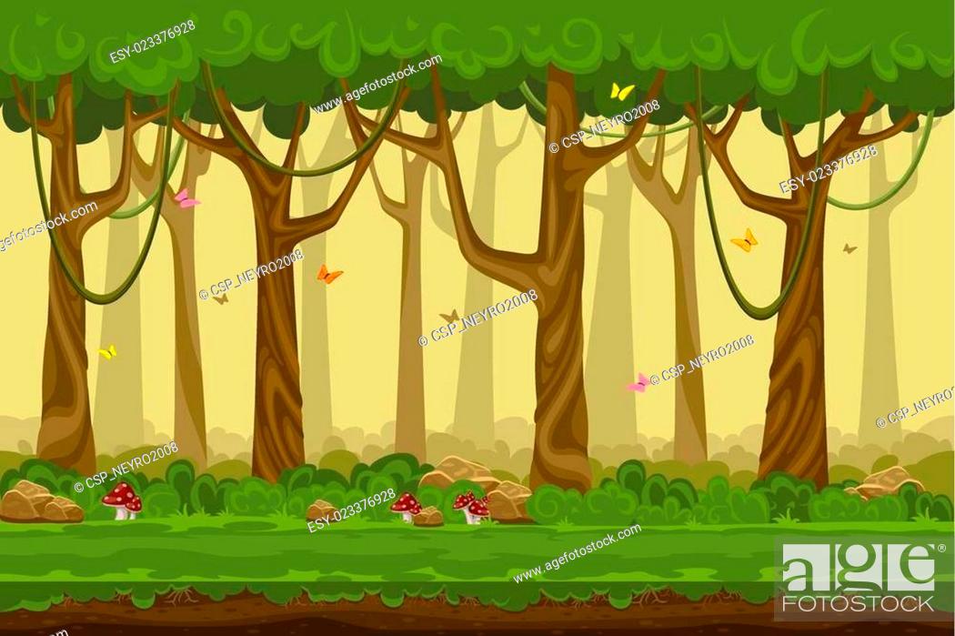 Cartoon forest landscape, endless vector nature background for computer  games, Stock Photo, Picture And Low Budget Royalty Free Image. Pic.  ESY-023376928 | agefotostock