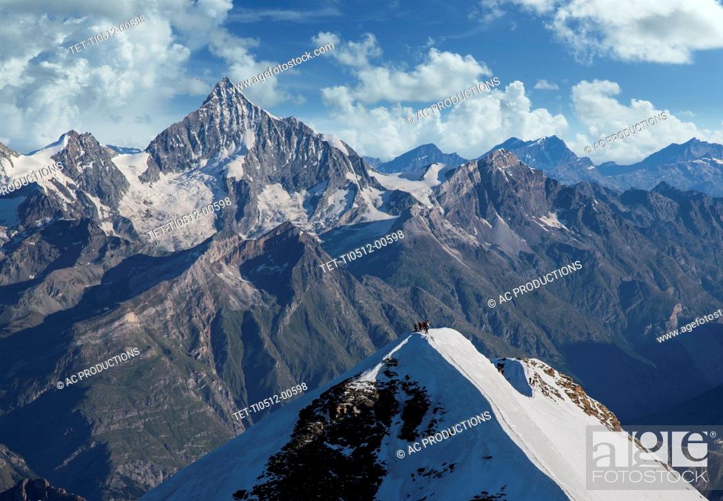 Stock Photo: Switzerland, Monte Rosa, Aerial view of Monte Rosa Massif.