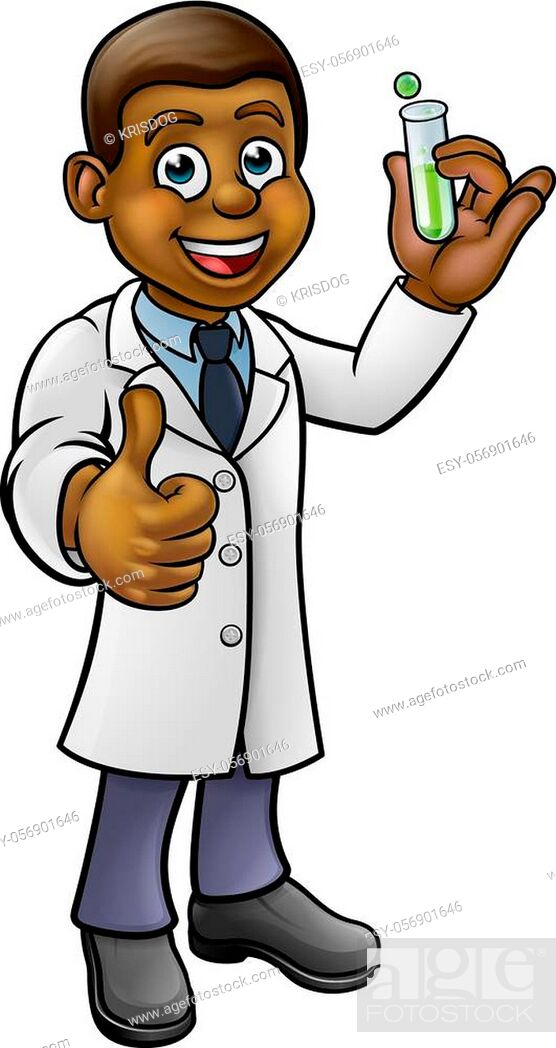 A cartoon scientist professor wearing lab white coat holding a test tube  and giving a thumbs up, Stock Vector, Vector And Low Budget Royalty Free  Image. Pic. ESY-056901646 | agefotostock
