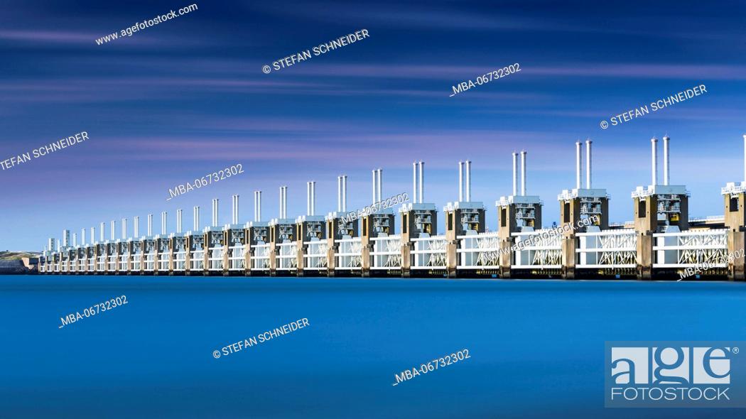 Stock Photo: Long time exposure tidal energy in the Osterschelde.