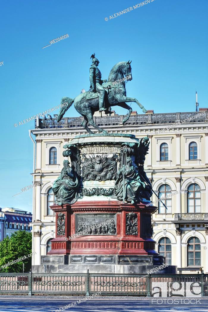 Stock Photo: Russian Emperor Nicolas I bronze monument. St. Petersburg, Russia.