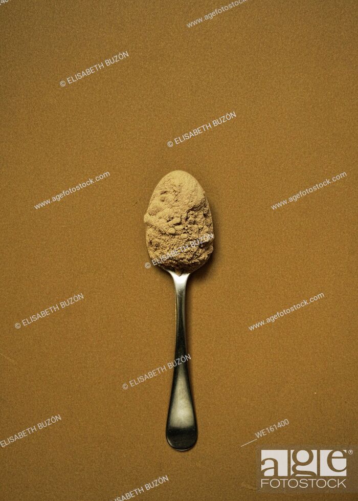 Stock Photo: Spoon of silver with cocoa.