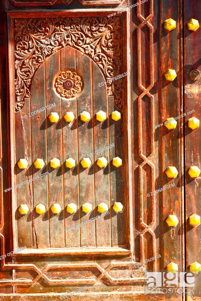 Stock Photo: texture and abstract background line in oman old antique door.