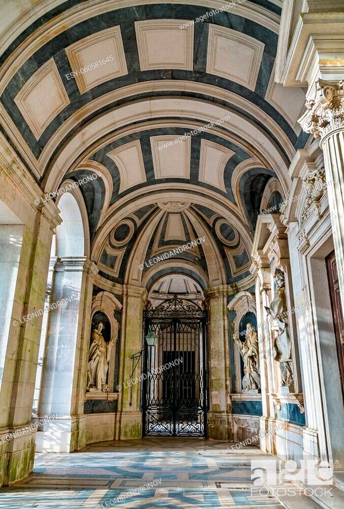 Stock Photo: National Palace and Franciscan Convent of Mafra. UNESCO world heritage in Portugal.