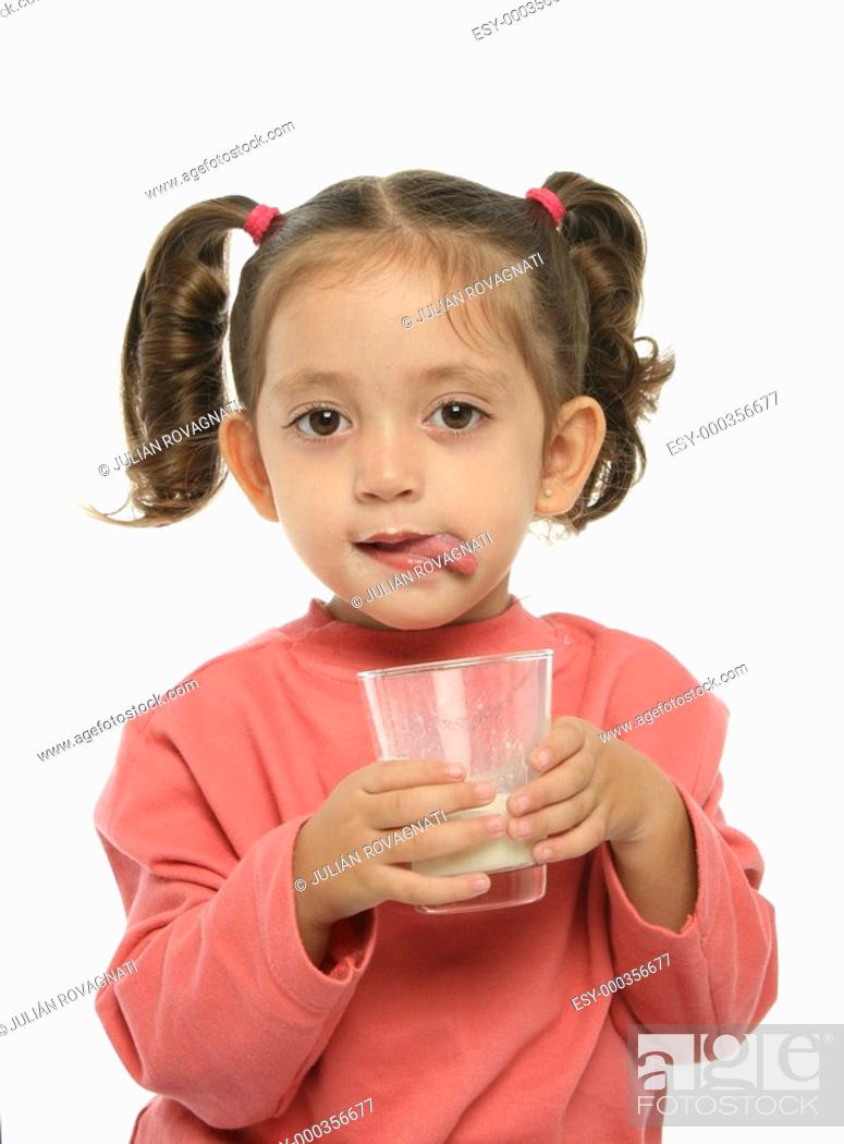 Cute little girl drinking milk, Stock Photo, Picture And Low Budget Royalty  Free Image. Pic. ESY-000356677 | agefotostock