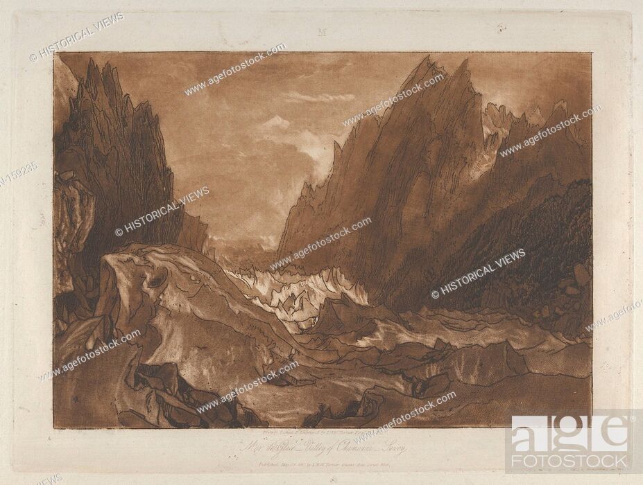 Stock Photo: Mêr de Glace, Valley of Chamouni-Savoy (Liber Studiorum, part X, plate 50). Artist and publisher: Joseph Mallord William Turner (British.