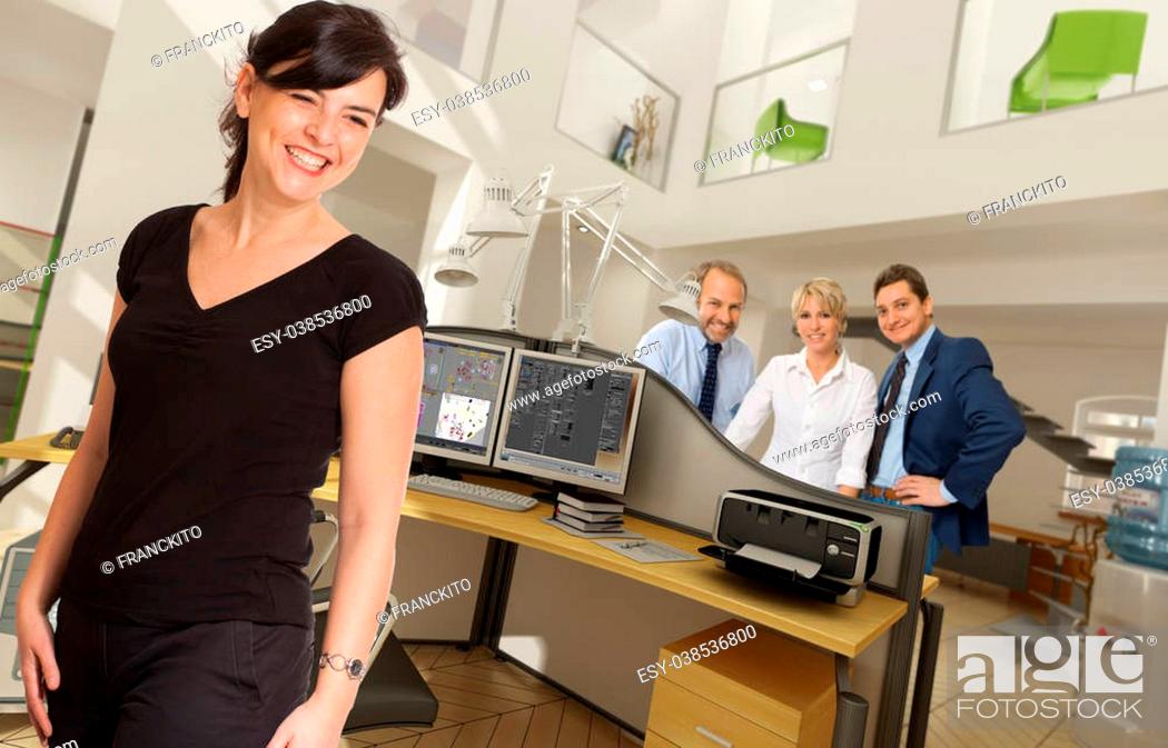 Stock Photo: People in a modern beautiful office.