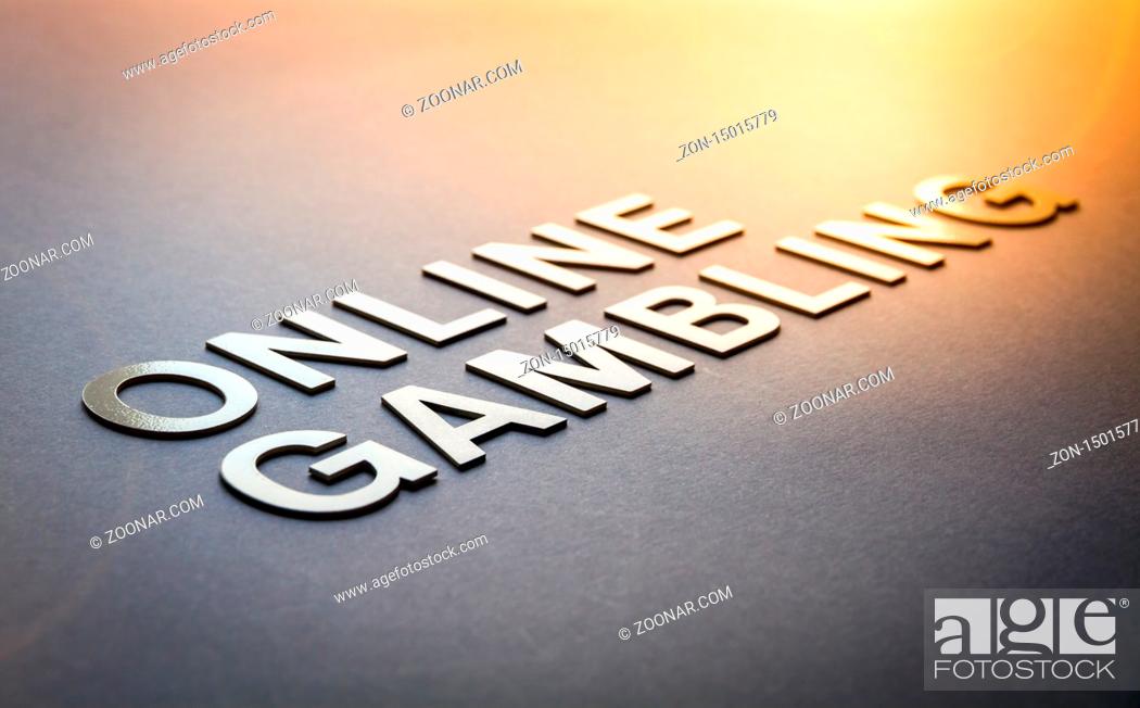 Stock Photo: Word online gambling written with white solid letters on a board.