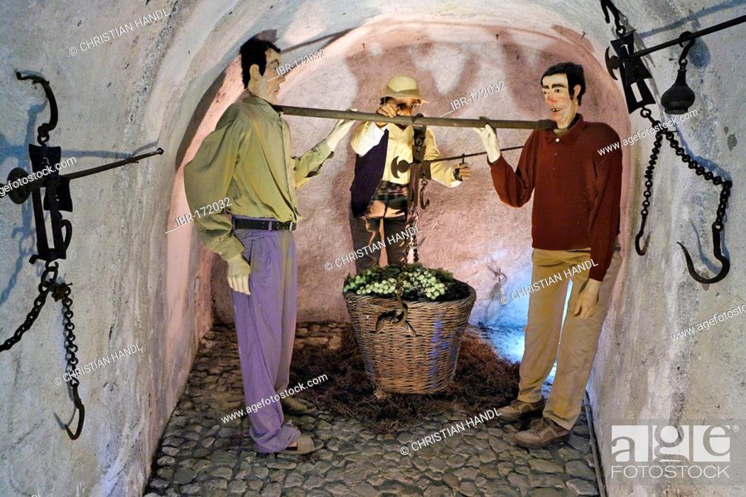 Stock Photo: The weigting of the grapes, wine museum and vinery Koutsouyanopoulos, Santorini, Greece.