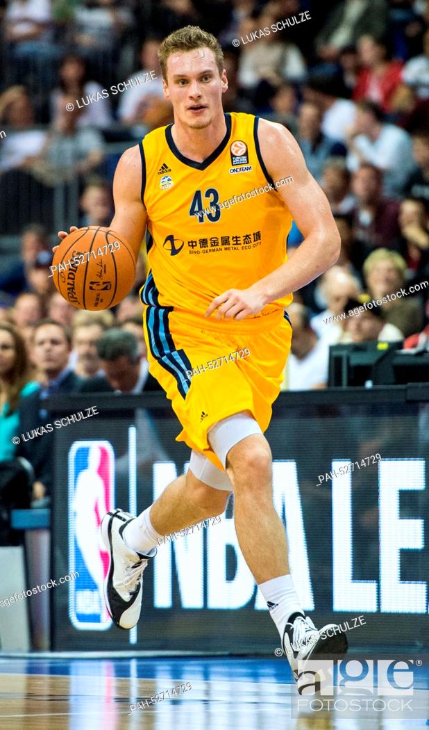Stock Photo: Leon Radosevic of Alba Berlin in action during the NBA Global Games match between Alba Berlin and San Antonio Spurs at O2 World in Berlin, Germany.