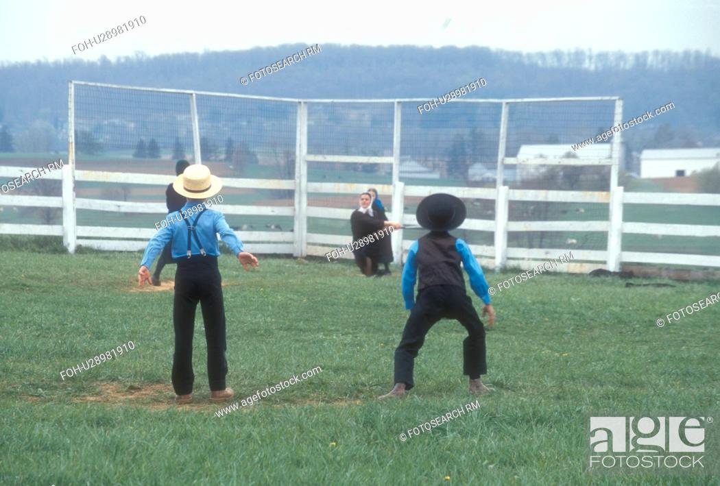Hen Contradict Symphony Amish, baseball, Pennsylvania, Lancaster County, Amish children playing  baseball game on sunday in..., Stock Photo, Picture And Rights Managed  Image. Pic. FOH-U28981910 | agefotostock