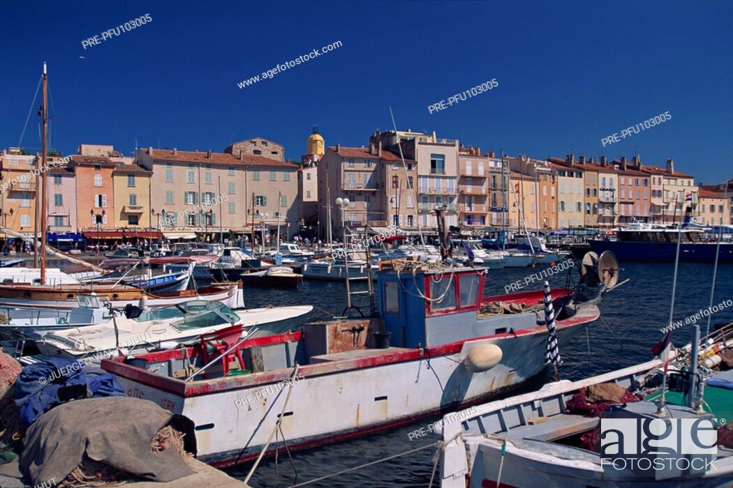 Stock Photo: The harbor of St.Tropez city, Cote d'Azur, France, Europe.