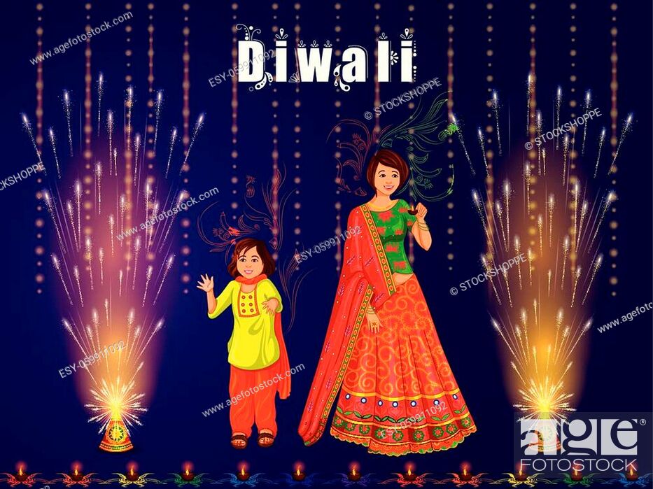 vector illustration of Indian family people celebrating Happy Diwali  festival holiday of India, Stock Vector, Vector And Low Budget Royalty Free  Image. Pic. ESY-059911092 | agefotostock