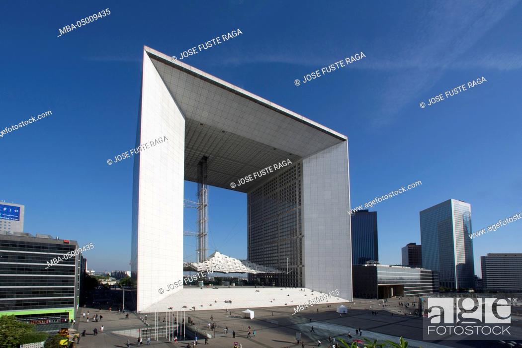 Stock Photo: France, Paris City, La Defense District, The Grand Arch.