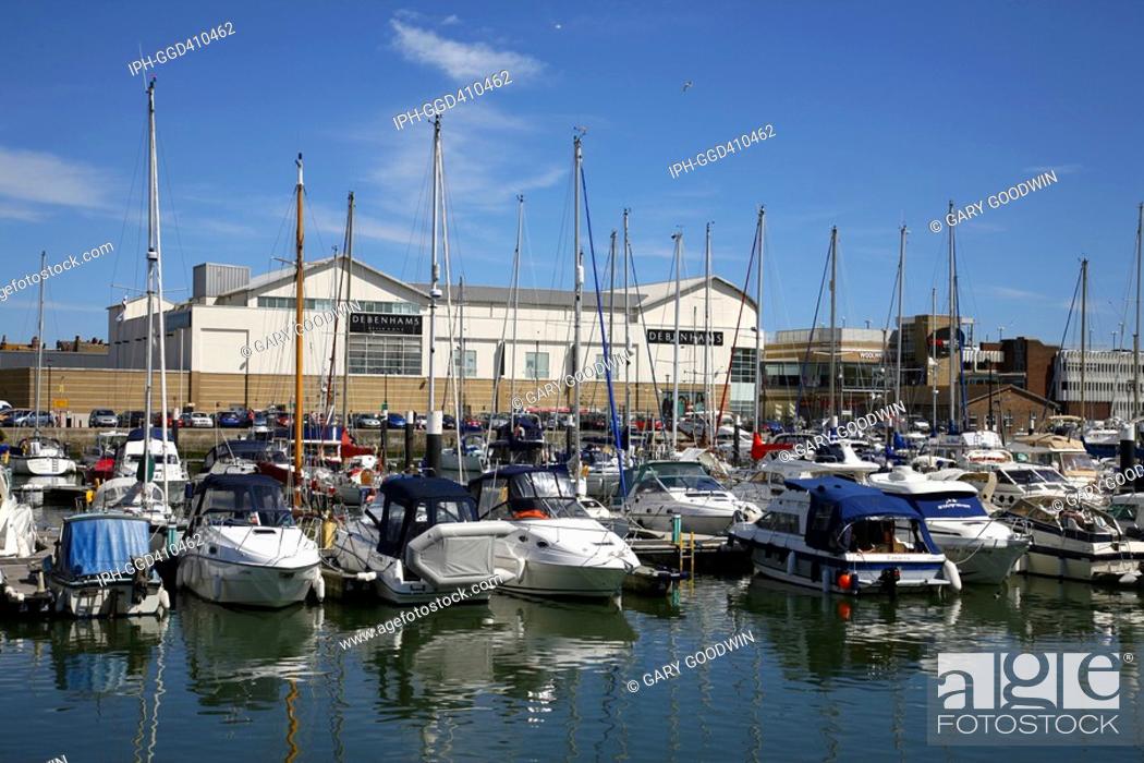 Stock Photo: View across Weymouth Marina.
