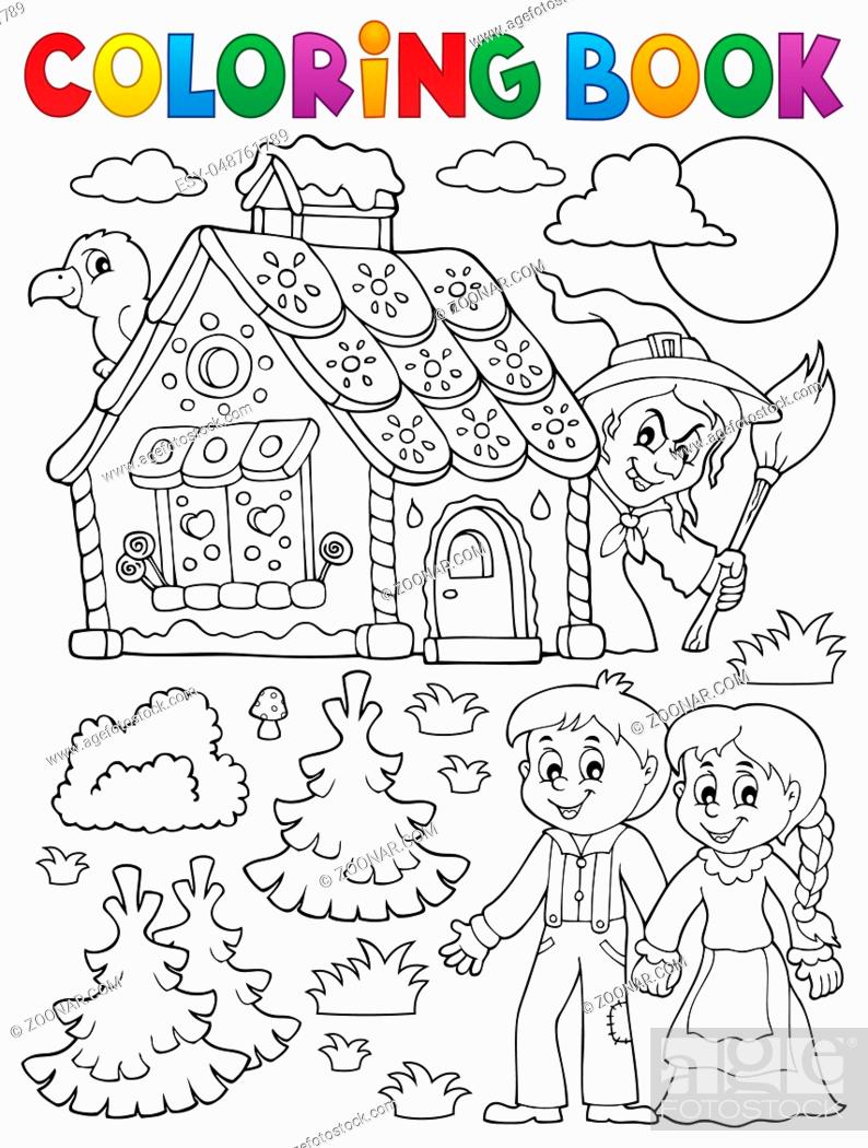 Stock Photo: Coloring book Hansel and Gretel 1 - picture illustration.