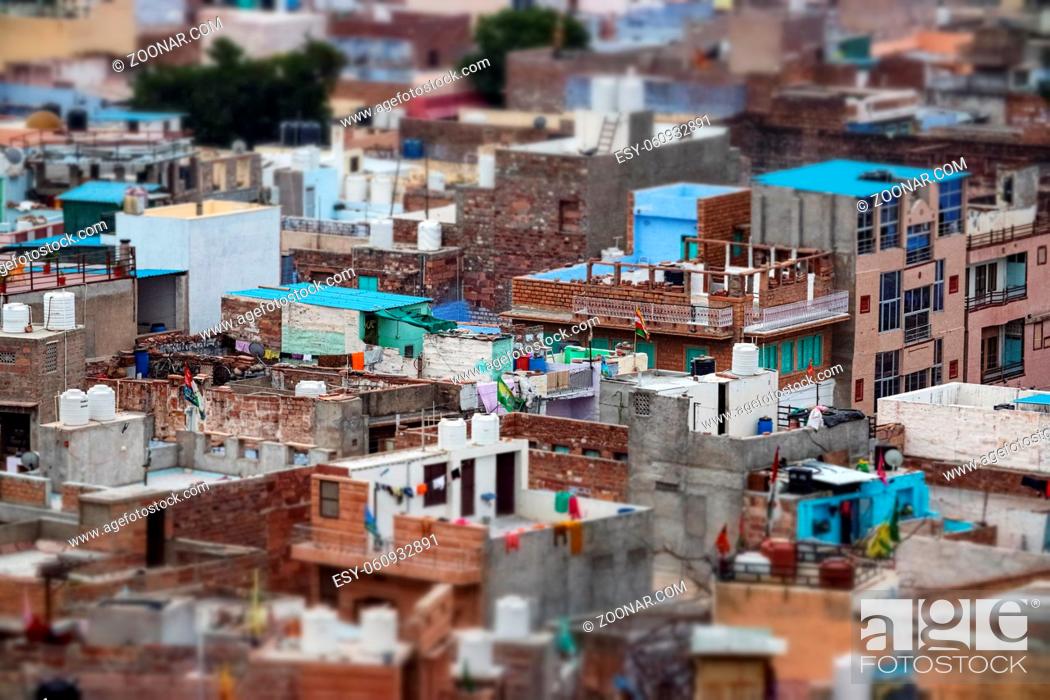 Stock Photo: Tilt shift lens - Jodhpur ( Also blue city) is the second-largest city in the Indian state of Rajasthan and officially the second metropolitan city of the state.