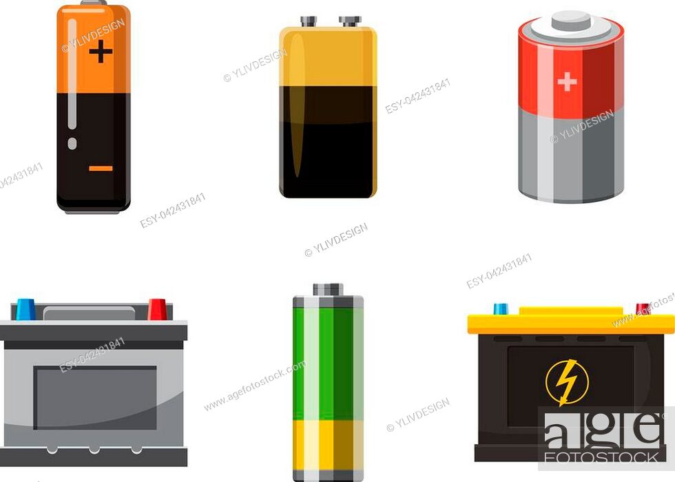 Battery icon set. Cartoon set of battery vector icons for web design  isolated on white background, Stock Vector, Vector And Low Budget Royalty  Free Image. Pic. ESY-042431841 | agefotostock