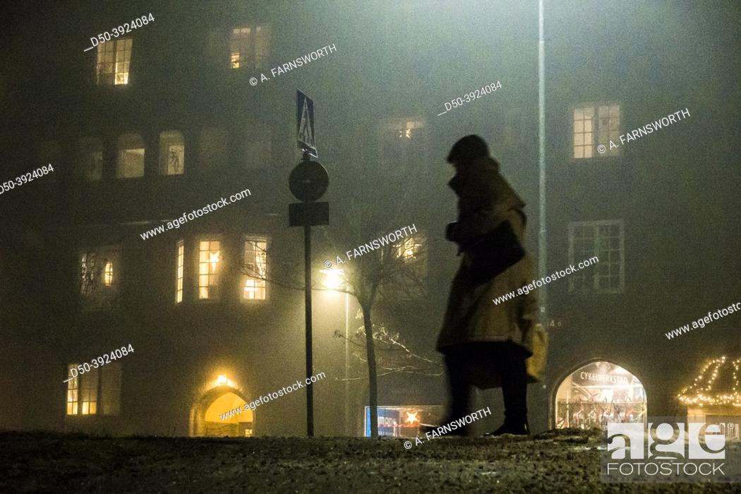 Stock Photo: Stockholm, Sweden People walking in the fog.