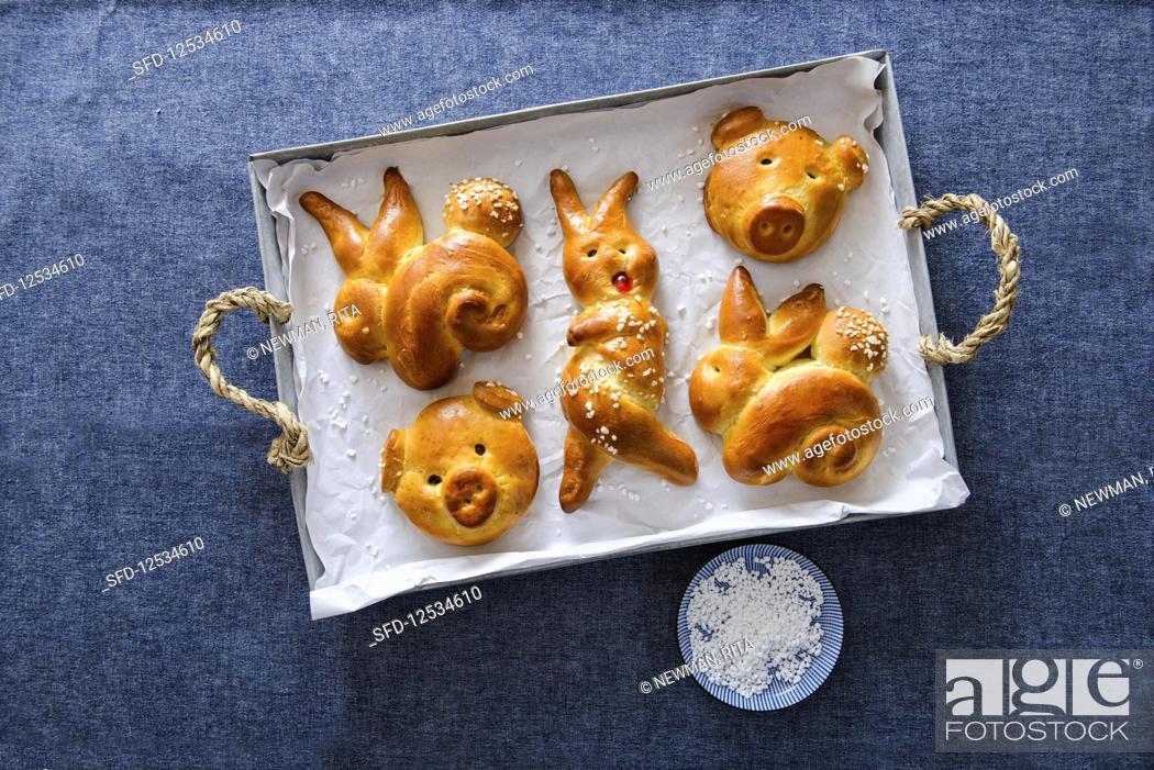 Stock Photo: Traditional German bread for Easter, New Year and 'Krampus'.
