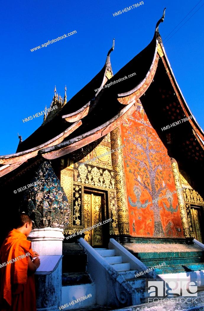 Stock Photo: Laos, Louang Prabang, Wat Xieng Thong Temple.