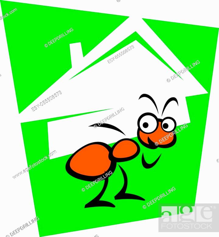 Stock Vector: Ant as a good builder. Simple drawing. Vector drawing for logo and illustrations.
