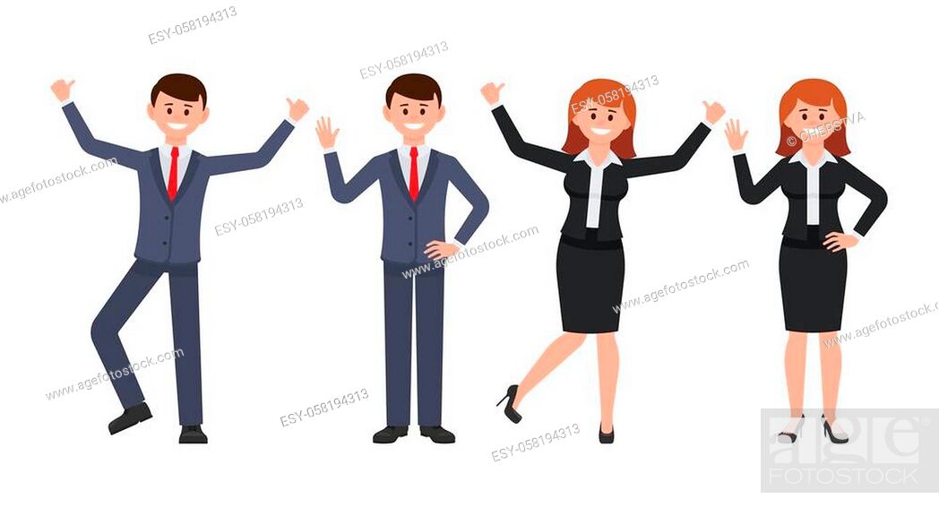 Very happy businessman and businesswoman cartoon character, Stock Vector,  Vector And Low Budget Royalty Free Image. Pic. ESY-058194313 | agefotostock