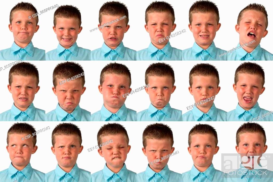 Stock Photo: Expressions - Nine Year Old Boy.