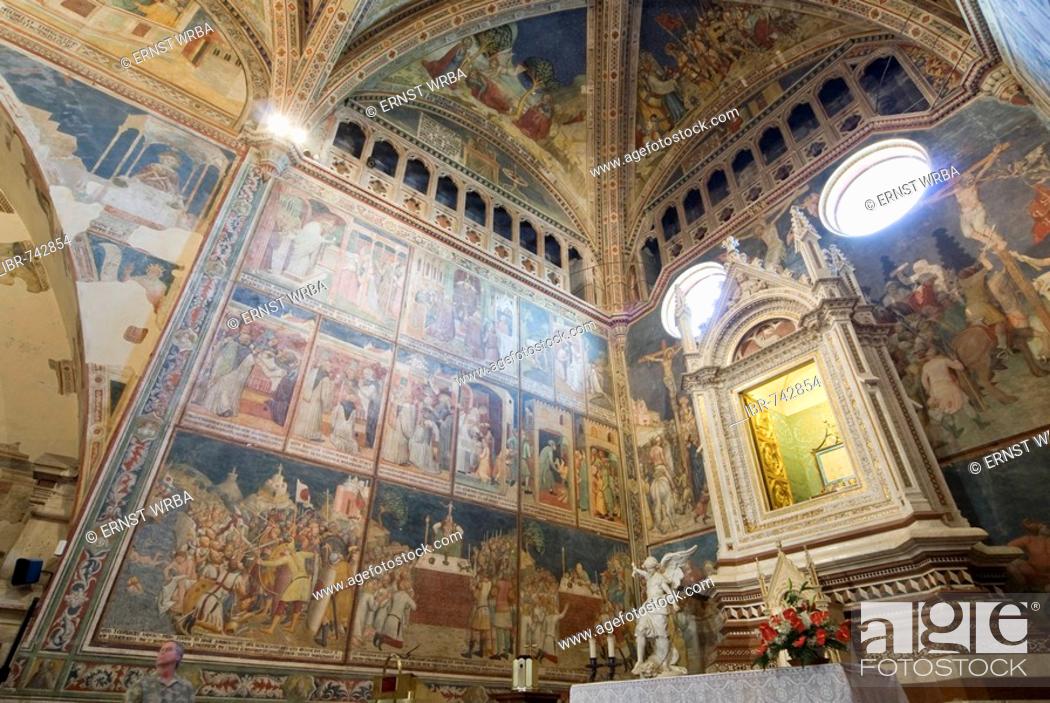 Stock Photo: Frescoes, Capella di San Brizio, interior of Orvieto Cathedral, Orvieto, Umbria, Italy, Europe.