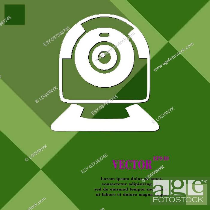 Stock Vector: Webcam icon symbol Flat modern web design with long shadow and space for your text. Vector illustration.