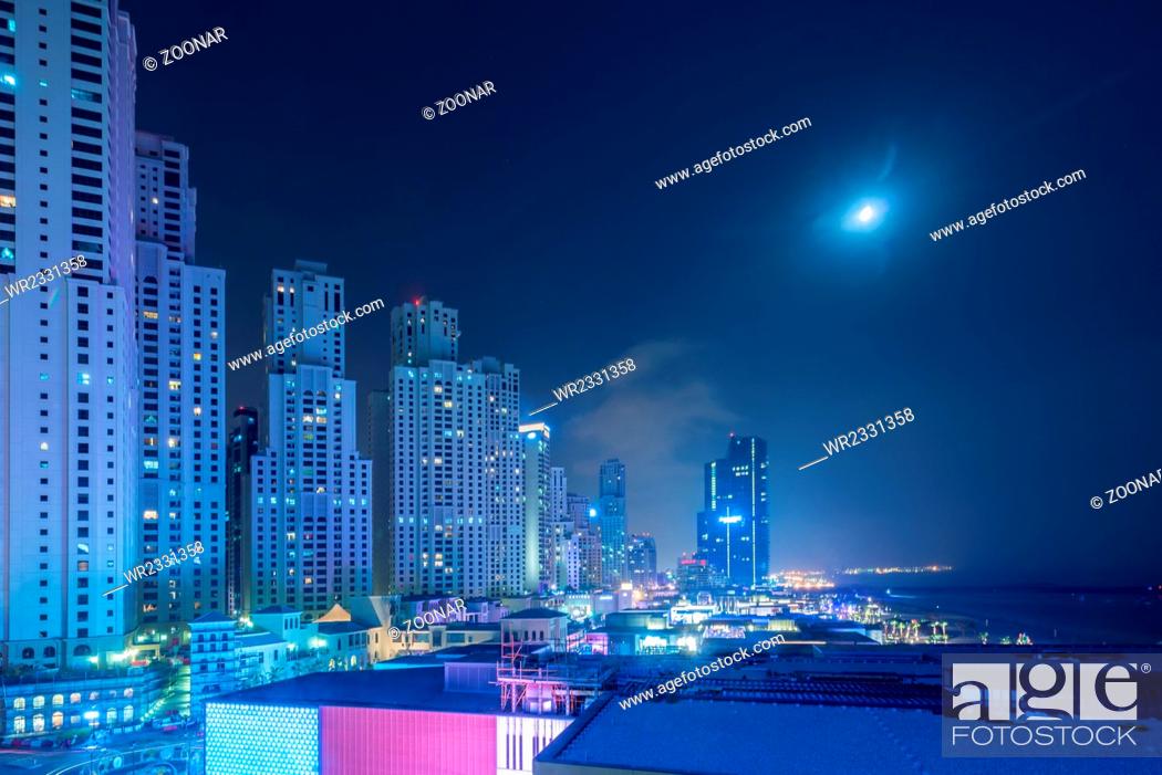 Stock Photo: Dubai - AUGUST 9, 2014: Dubai Marina district on August 9 in UAE. Dubai is fastly developing city in Middle East.