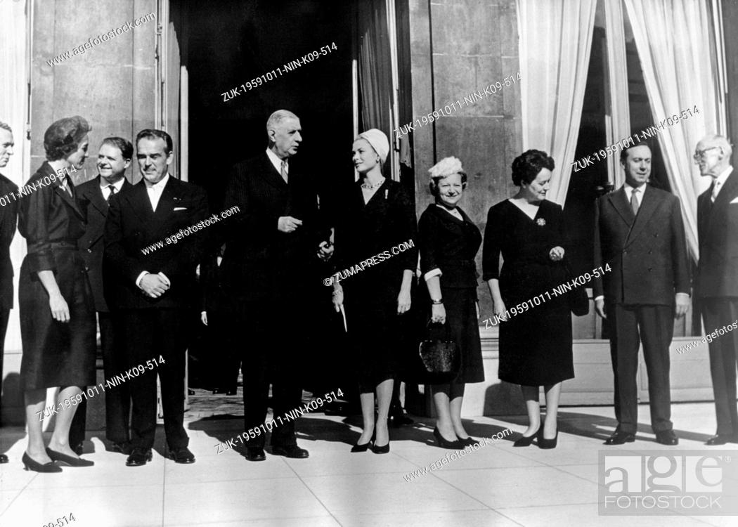 Stock Photo: Oct. 11, 1959 - Paris, France - CHARLES DE GAULLE was a French general and statesman, leader of the Free French during World War Two and the architect of the.
