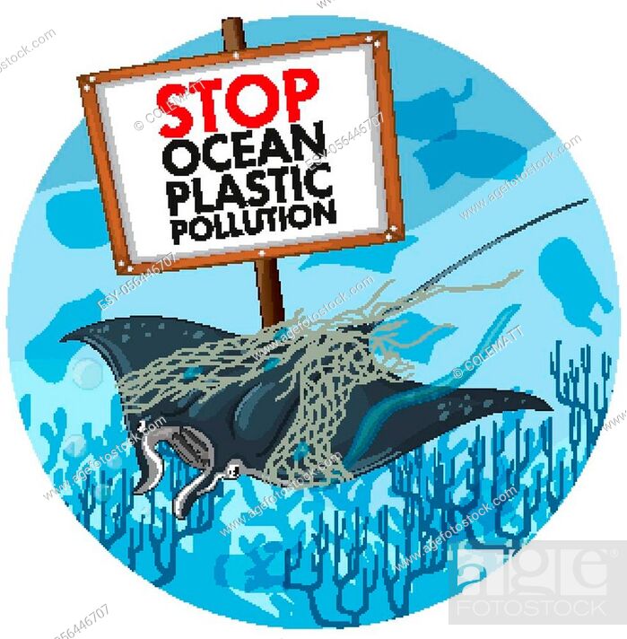 Poster design with stingray and plastic pollution sign illustration, Stock  Vector, Vector And Low Budget Royalty Free Image. Pic. ESY-056446707 |  agefotostock