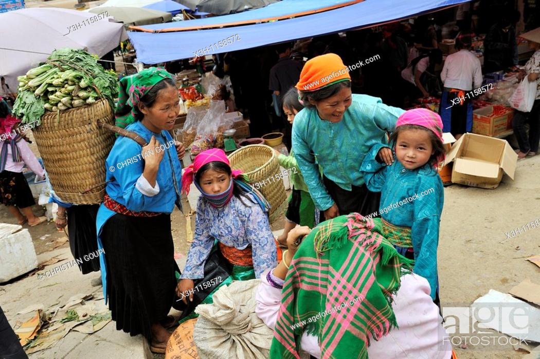 Stock Photo: market of Dong Van, Ha Giang province, northern Vietnam, southeast asia.